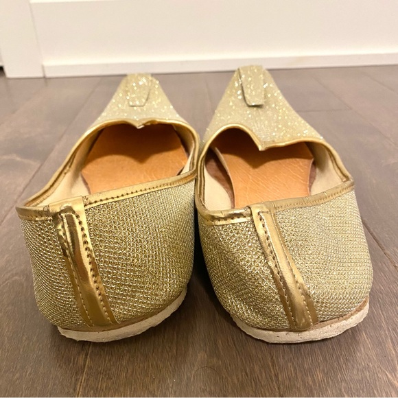 Men’s Handmade Traditional Indian Mojari Khussa Loafer Shoes Size 10-10.5 Gold - Picture 3 of 3